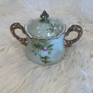 Vintage Lefton China 3066 Hand Painted Roses Sugar Bowl w/ Lid